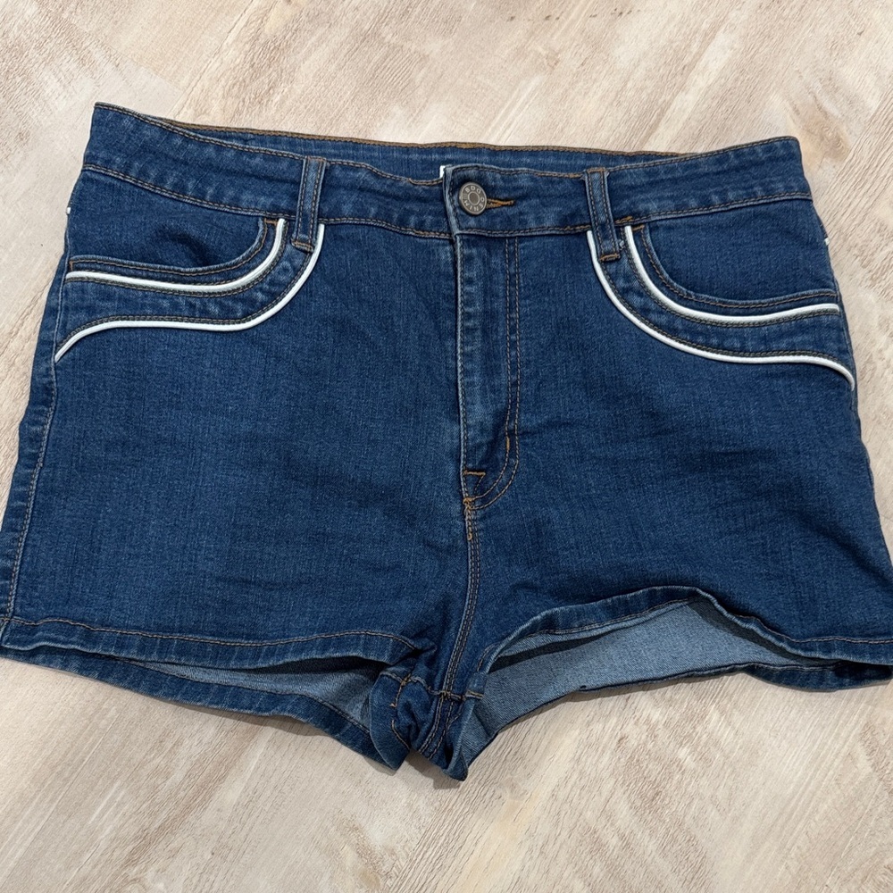 BDG Dark Blue Jean Shorts with White Stitching